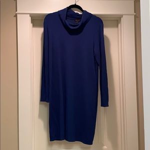 Blue jersey cowl neck dress